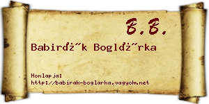 Babirák Boglárka névjegykártya